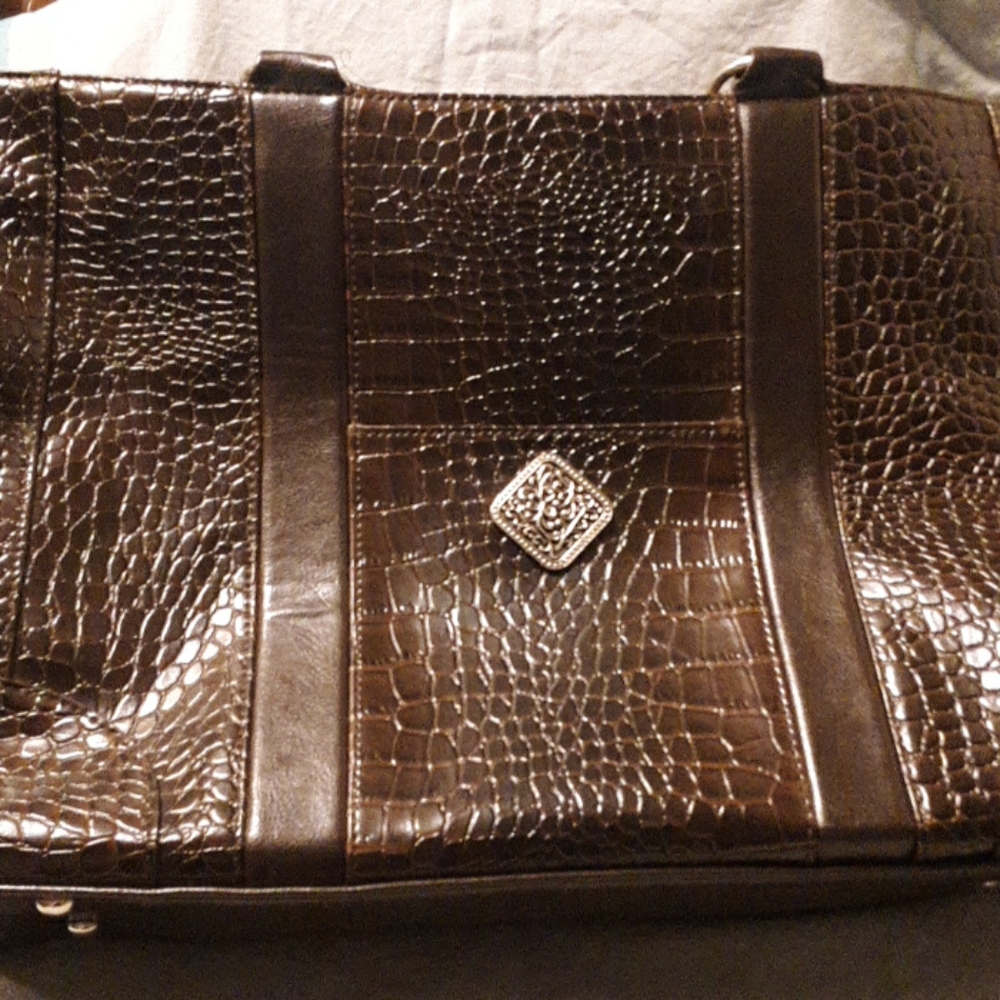 Large brown leather purse